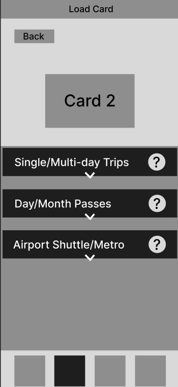 wireframe of load card screen